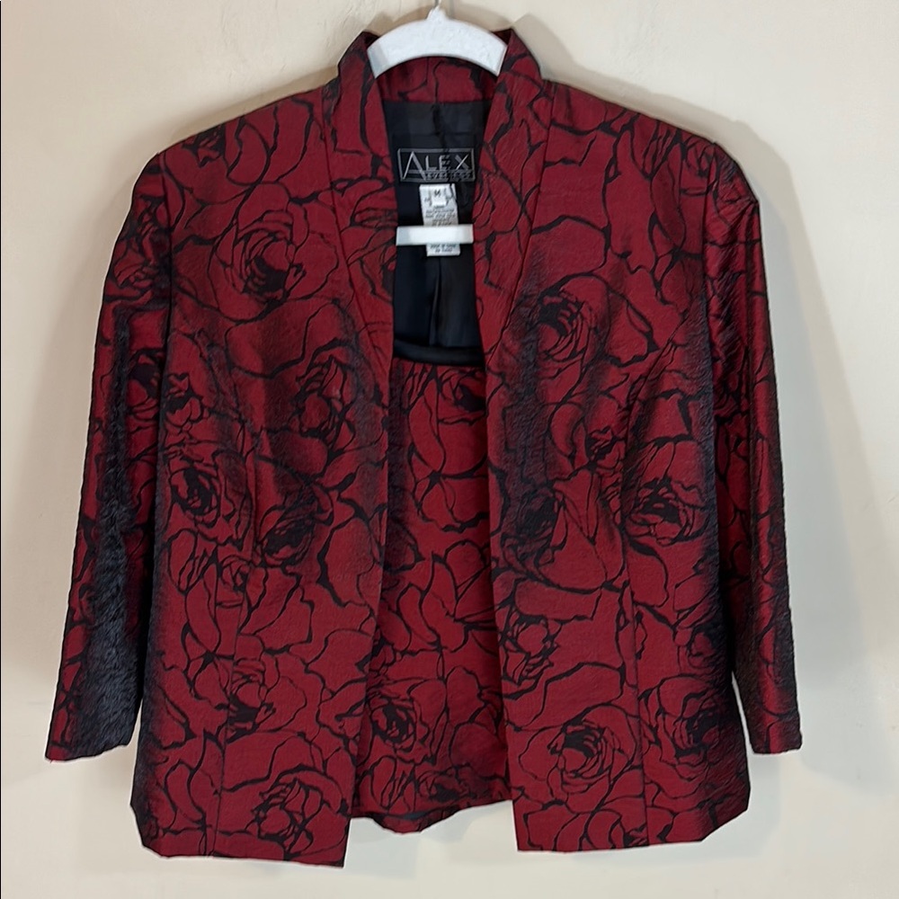 Alex Evenings  Roses Dressy Twin Set  Jacket and Top Size Medium